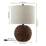 Camilo 21.5" Modern Coastal Woven Rattan Globe LED Table Lamp