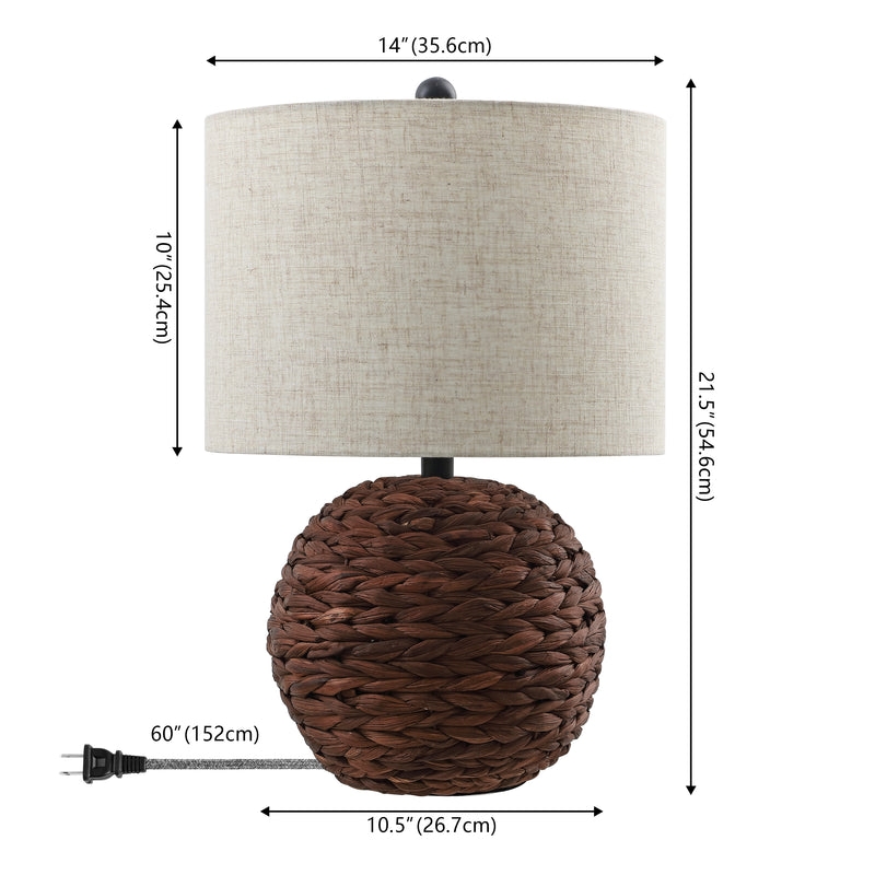 Camilo 21.5" Modern Coastal Woven Rattan Globe LED Table Lamp