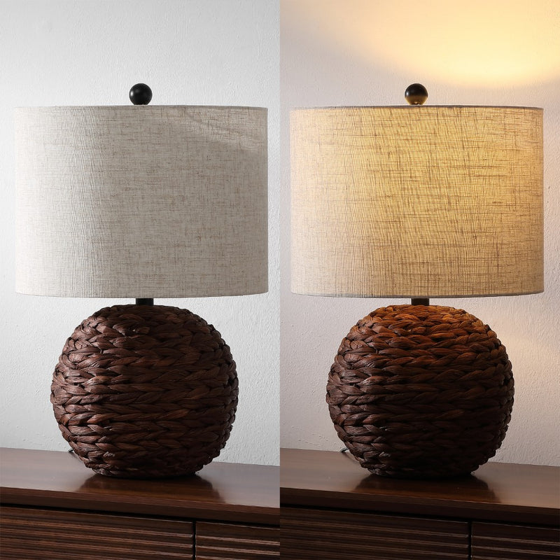 Camilo 21.5" Modern Coastal Woven Rattan Globe LED Table Lamp