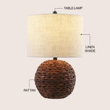Camilo 21.5" Modern Coastal Woven Rattan Globe LED Table Lamp
