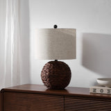 Camilo 21.5" Modern Coastal Woven Rattan Globe LED Table Lamp