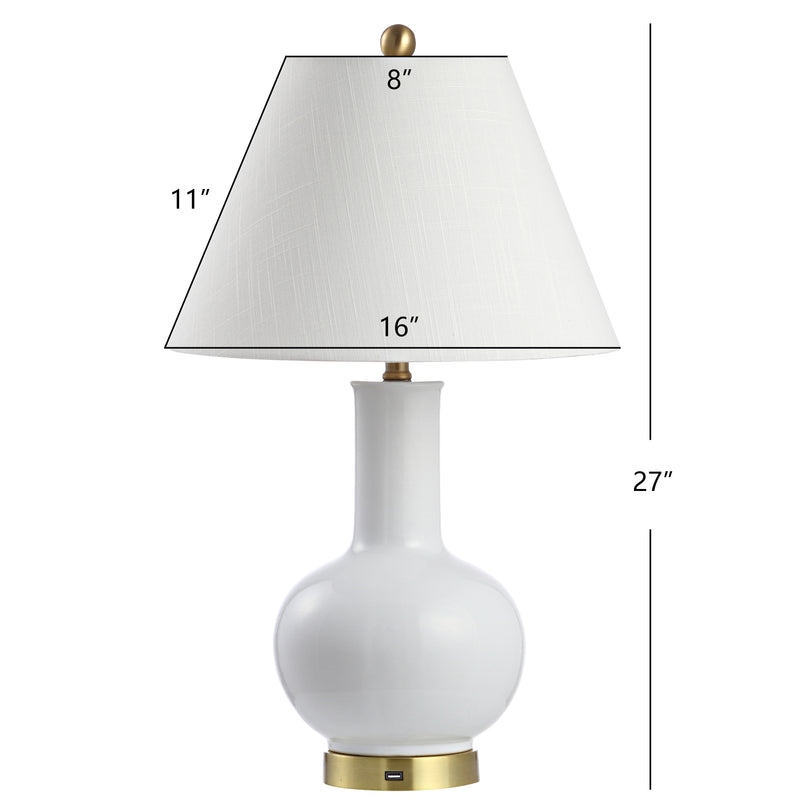 Han 27" Ceramic/Iron Contemporary USB Charging LED Table Lamp - JONATHAN Y