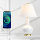 Han 27" Ceramic/Iron Contemporary USB Charging LED Table Lamp - JONATHAN Y