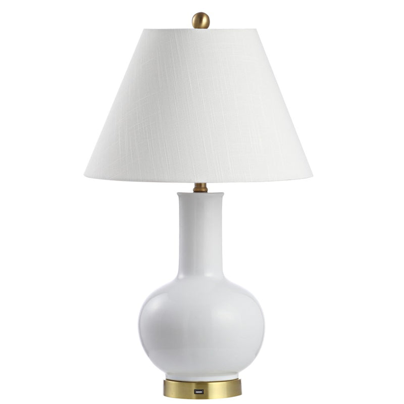Han 27" Ceramic/Iron Contemporary USB Charging LED Table Lamp - JONATHAN Y