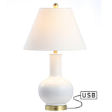 Han 27" Ceramic/Iron Contemporary USB Charging LED Table Lamp - JONATHAN Y