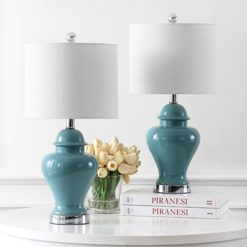 Qin 22" Ceramic/Iron Classic Cottage LED Table Lamp - JONATHAN Y