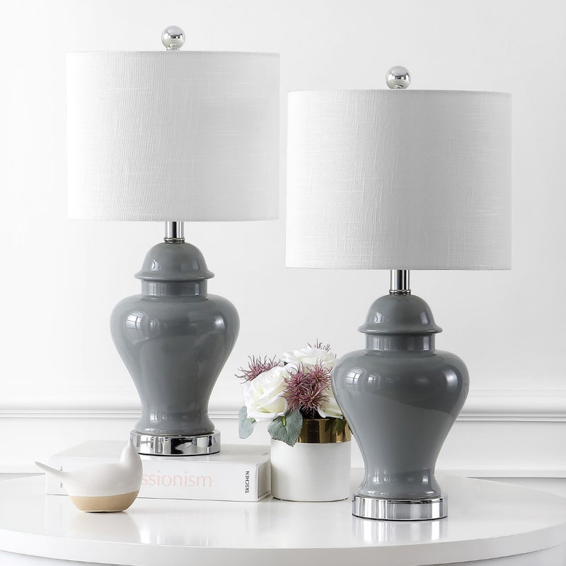 Qin 22" Ceramic/Iron Classic Cottage LED Table Lamp - JONATHAN Y