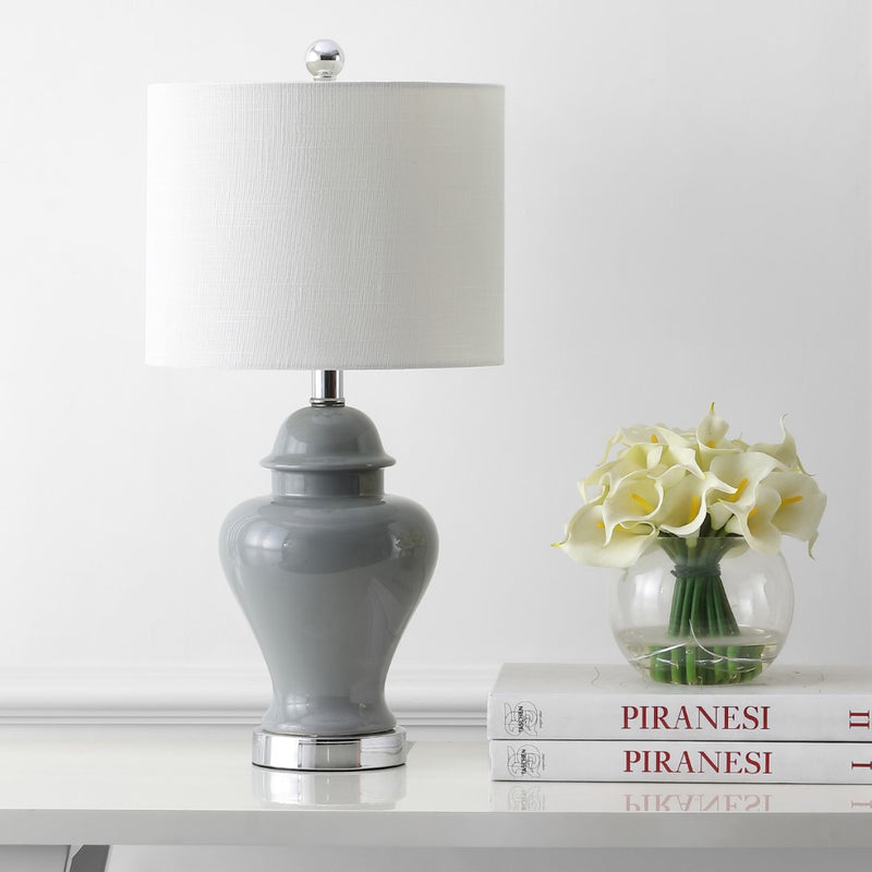 Qin 22" Ceramic/Iron Classic Cottage LED Table Lamp - JONATHAN Y
