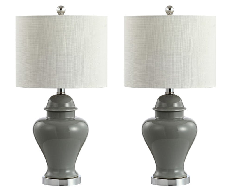 Qin 22" Ceramic/Iron Classic Cottage LED Table Lamp - JONATHAN Y
