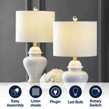 Qin 22" Ceramic/Iron Classic Cottage LED Table Lamp Set 2 White (Set of 2) – ICONS