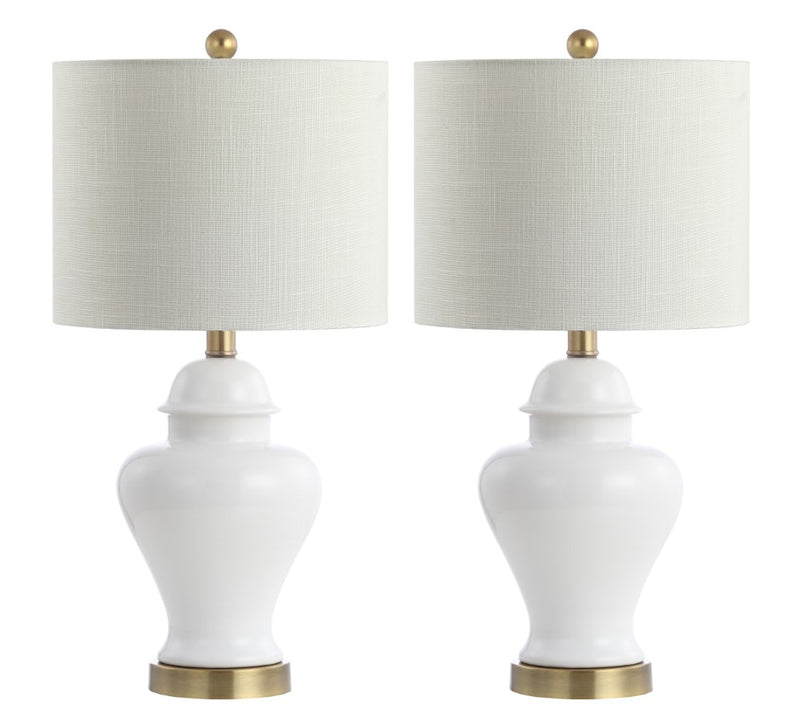 Qin 22" Ceramic/Iron Classic Cottage LED Table Lamp - JONATHAN Y