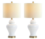 Qin 22" Ceramic/Iron Classic Cottage LED Table Lamp - JONATHAN Y