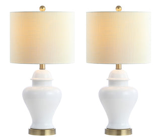 Qin 22" Ceramic/Iron Classic Cottage LED Table Lamp - JONATHAN Y