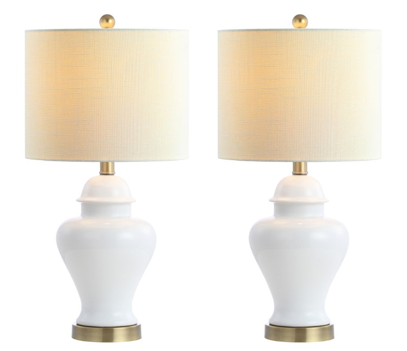 Qin 22" Ceramic/Iron Classic Cottage LED Table Lamp - JONATHAN Y