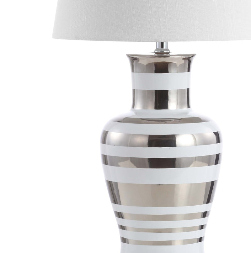 Zilar Striped 28.75" Ceramic/Iron Classic Modern LED Table Lamp - JONATHAN Y