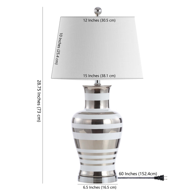 Zilar Striped 28.75" Ceramic/Iron Classic Modern LED Table Lamp - JONATHAN Y