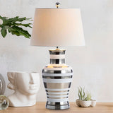 Zilar Striped 28.75" Ceramic/Iron Classic Modern LED Table Lamp - JONATHAN Y