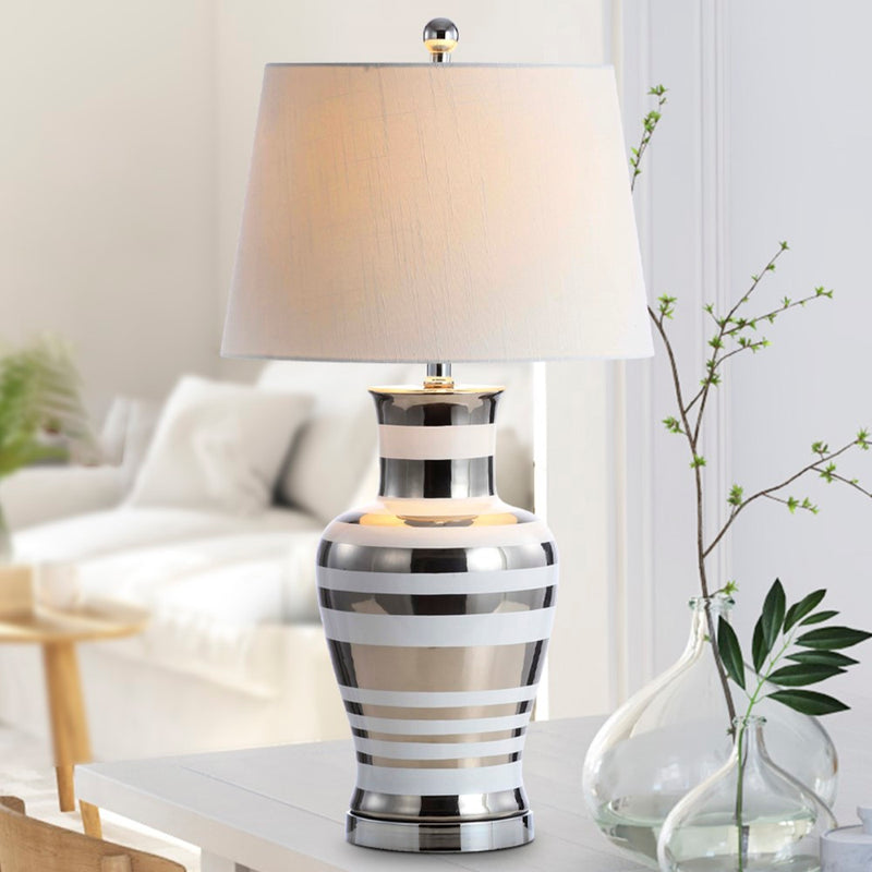 Zilar Striped 28.75" Ceramic/Iron Classic Modern LED Table Lamp - JONATHAN Y