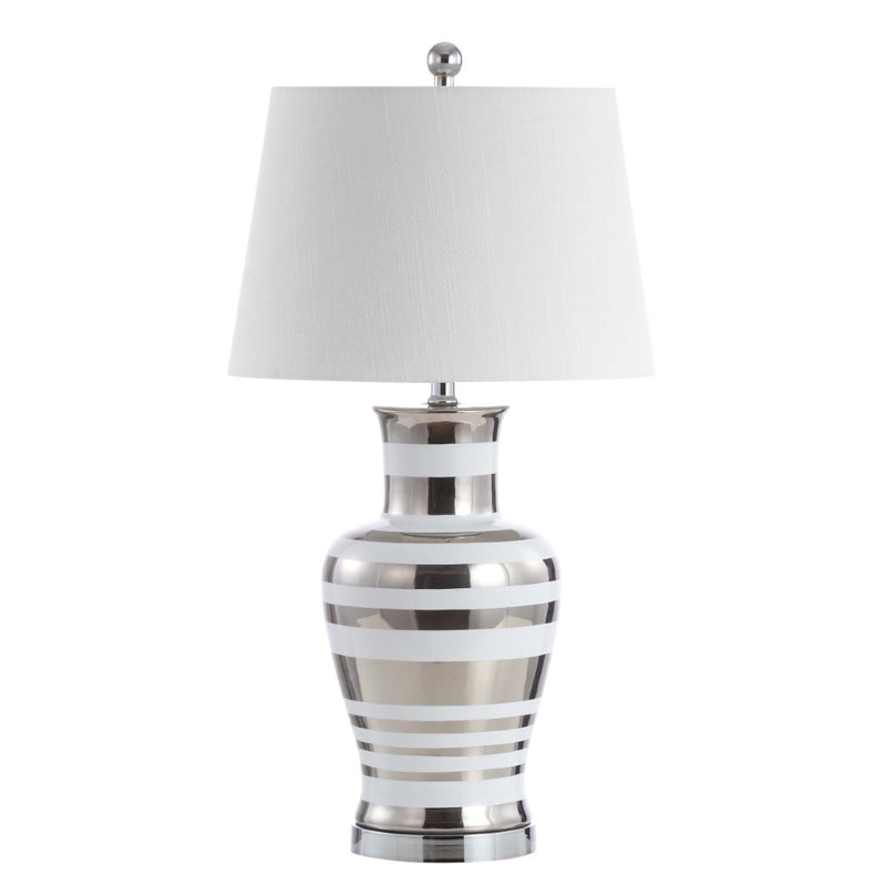 Zilar Striped 28.75" Ceramic/Iron Classic Modern LED Table Lamp - JONATHAN Y