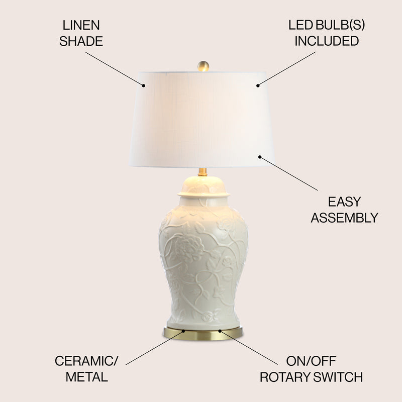 Naiyou 29.5" Ceramic Classic Traditional LED  Lamp Table Lamp - JONATHAN Y
