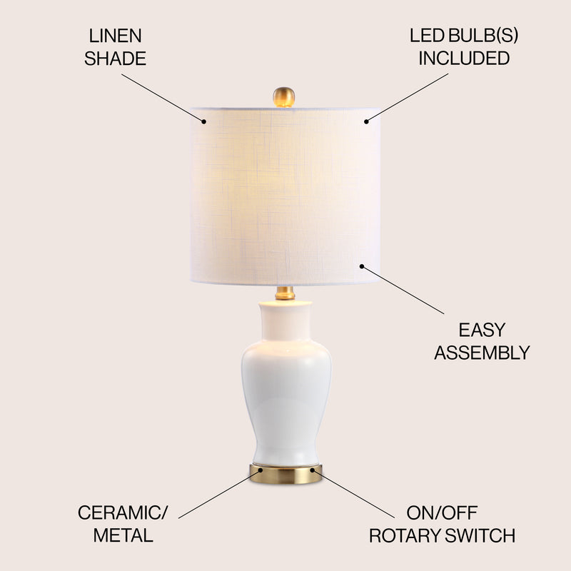 Chi 21" Ceramic/Iron Modern Classic LED Table Lamp - JONATHAN Y