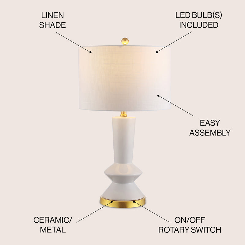 Ziggy 27" Ceramic/Iron Contemporary Glam LED Table Lamp - JONATHAN Y