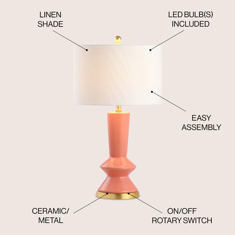 Ziggy 27" Ceramic/Iron Contemporary Glam LED Table Lamp - JONATHAN Y
