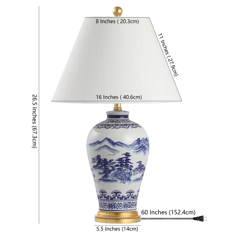 Zhou 26.5" Ceramic/Iron Traditional Cottage LED Table Lamp - JONATHAN Y