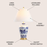 Zhou 26.5" Ceramic/Iron Traditional Cottage LED Table Lamp - JONATHAN Y