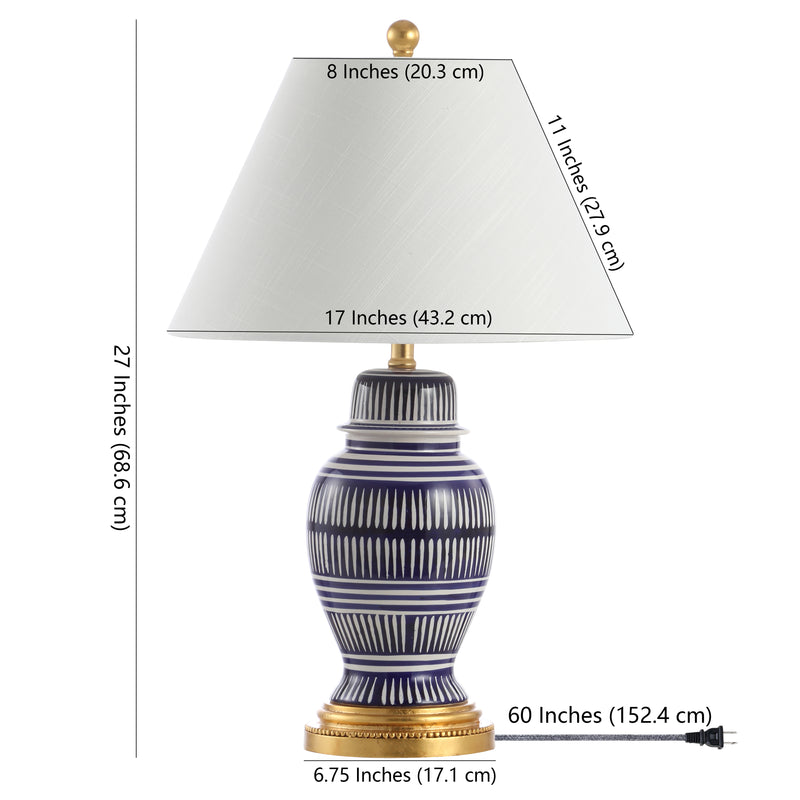 Reed 27" Ceramic/Iron Modern Coastal LED Table Lamp - JONATHAN Y
