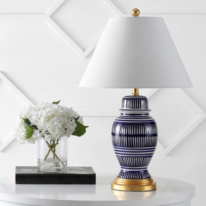 Reed 27" Ceramic/Iron Modern Coastal LED Table Lamp - JONATHAN Y
