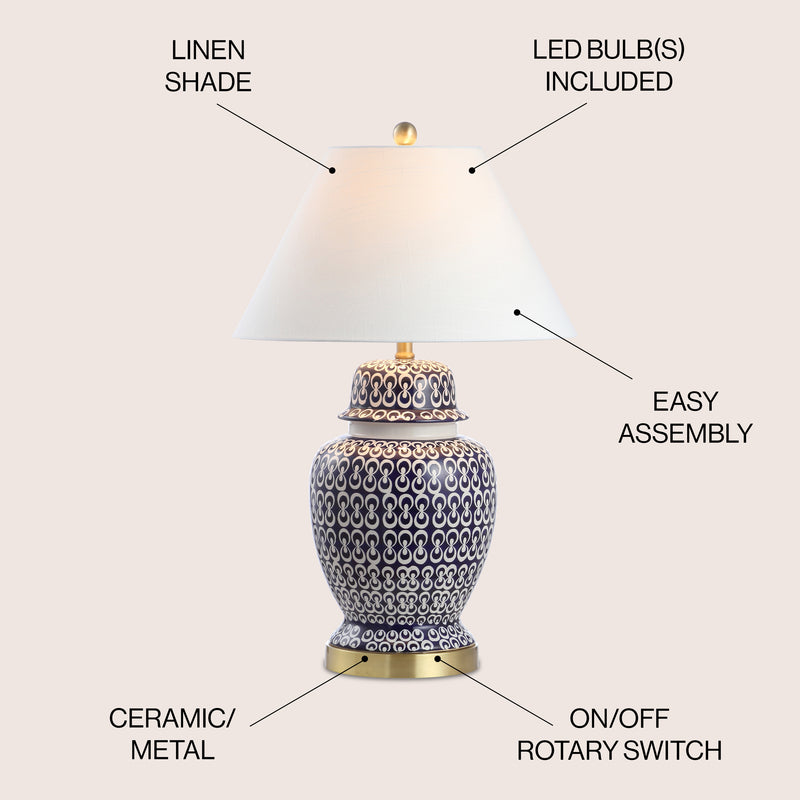 Tegola 28.5" Ceramic/Iron Coastal Modern LED Table Lamp - JONATHAN Y