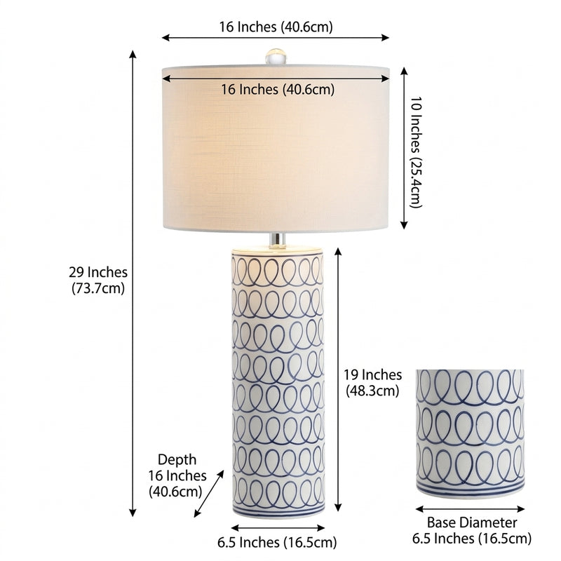 Loop 28.75" Ceramic Modern Column LED Table Lamp Blue/White – DIM
