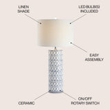 Loop 28.75" Ceramic Modern Column LED Table Lamp - JONATHAN Y