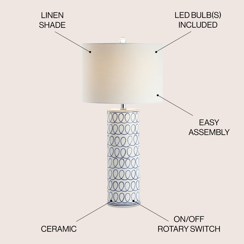 Loop 28.75" Ceramic Modern Column LED Table Lamp - JONATHAN Y