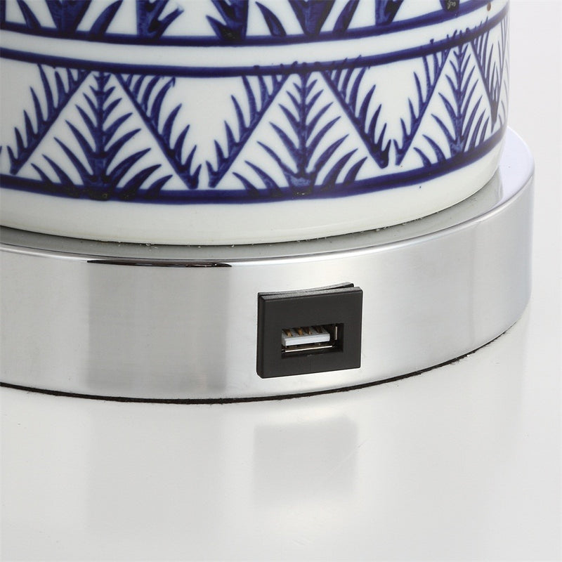 Sulka 27" Ceramic/Iron Contemporary USB Charging LED Table Lamp - JONATHAN Y