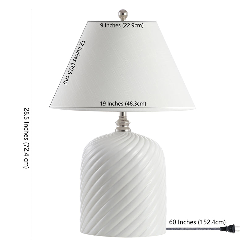 Serge Swirl 28.5" Ceramic Bohemian Glam LED Table Lamp - JONATHAN Y