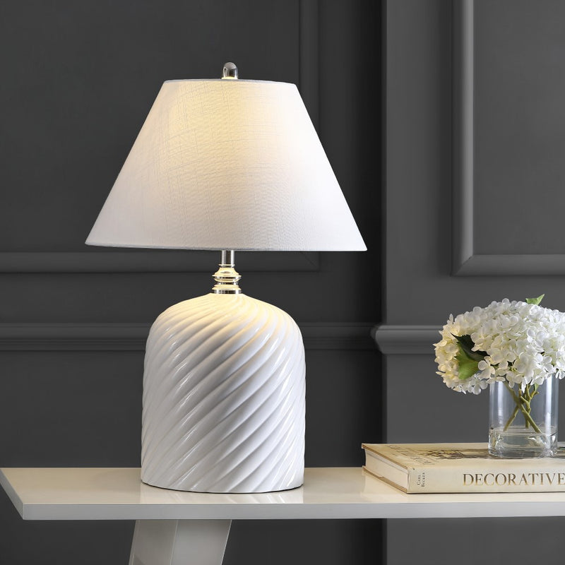 Serge Swirl 28.5" Ceramic Bohemian Glam LED Table Lamp - JONATHAN Y