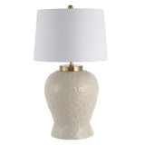 Regency Palm Leaf 31.5" Ceramic/Metal Bohemian Cottage LED Table Lamp - JONATHAN Y