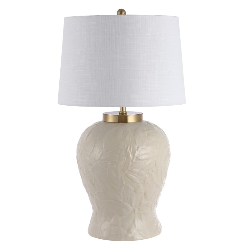 Regency Palm Leaf 31.5" Ceramic/Metal Bohemian Cottage LED Table Lamp - JONATHAN Y