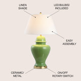 Sagwa 33" Ceramic/Iron Modern Classic LED Table Lamp - JONATHAN Y