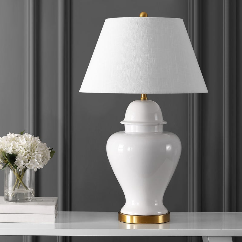Sagwa 33" Ceramic/Iron Modern Classic LED Table Lamp - JONATHAN Y