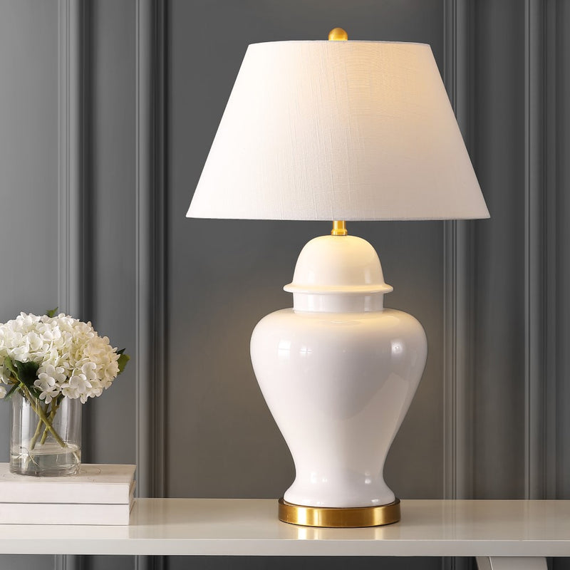 Sagwa 33" Ceramic/Iron Modern Classic LED Table Lamp - JONATHAN Y