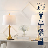 Bennett 22.75" Modern Glam Iron Hourglass LED Table Lamp with USB Charging Port Set 2