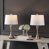 Bennett 22.75" Modern Glam Iron Hourglass LED Table Lamp with USB Charging Port - JONATHAN Y