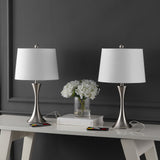 Bennett 22.75" Modern Glam Iron Hourglass LED Table Lamp with USB Charging Port - JONATHAN Y