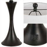 Bennett 22.75" Modern Glam Iron Hourglass LED Table Lamp with USB Charging Port Set 2