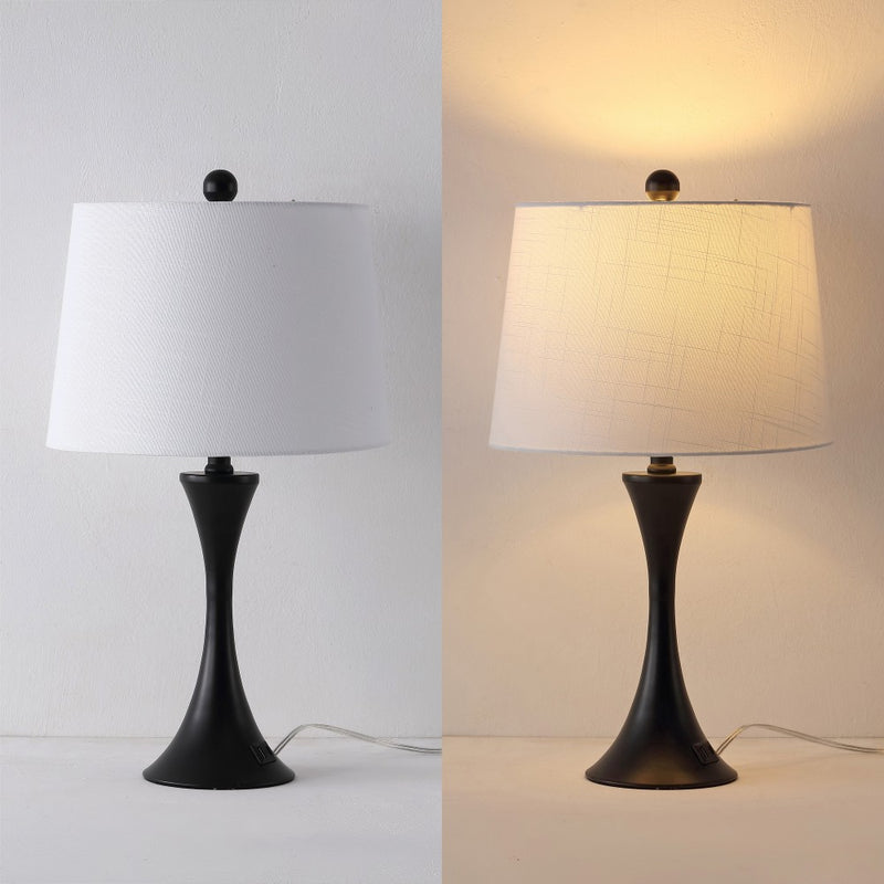 Bennett 22.75" Modern Glam Iron Hourglass LED Table Lamp with USB Charging Port Set 2
