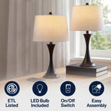 Bennett 22.75" Modern Glam Iron Hourglass LED Table Lamp with USB Charging Port Set 2