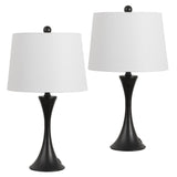 Bennett 22.75" Modern Glam Iron Hourglass LED Table Lamp with USB Charging Port Set 2